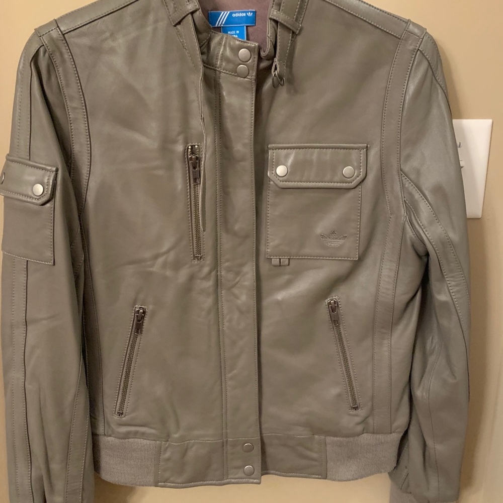 EUC Women’s Adidas Soft Leather Bomber Jacket